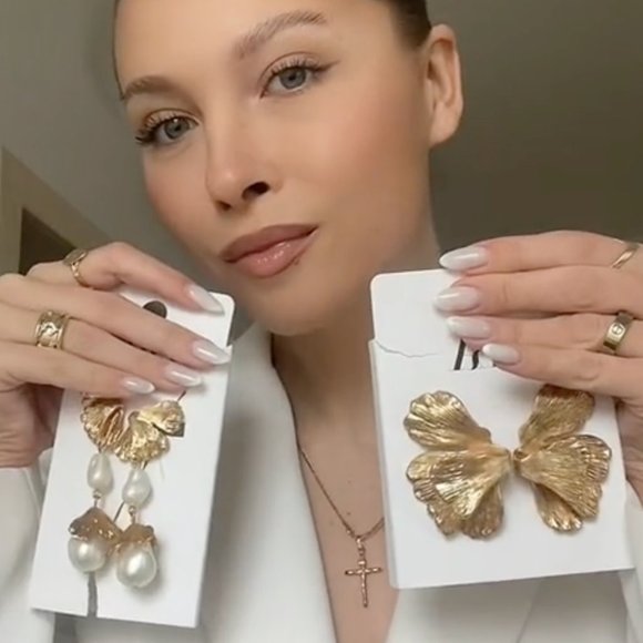 ZARA LEAF EARRINGS GOLDEN NWT - Picture 16 of 16